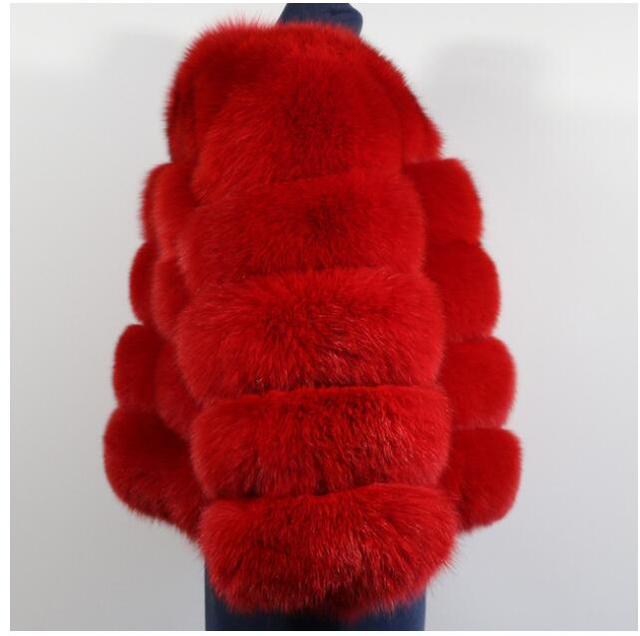 Elegant Solid Faux Fox Fur Coat Women Winter Fashion Medium Long Artifical Fox Fur Coat Warm Fake Fox Fur Coats Female