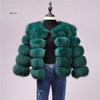 Elegant Solid Faux Fox Fur Coat Women Winter Fashion Medium Long Artifical Fox Fur Coat Warm Fake Fox Fur Coats Female