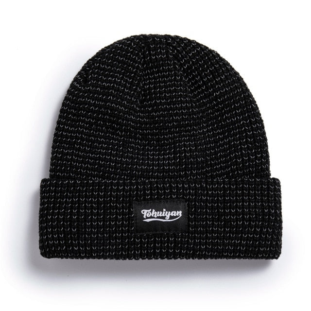 2021 New Reflective Beanie Hat Women Skullies Autumn Winter Cap Fashion Female Bonnet Warm Caps Brand Knitted Hats for Men Gorro