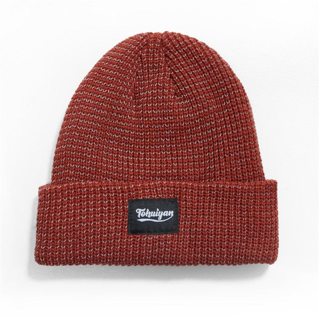 2021 New Reflective Beanie Hat Women Skullies Autumn Winter Cap Fashion Female Bonnet Warm Caps Brand Knitted Hats for Men Gorro