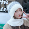 2021 New fashion Women's Winter Warm Rabbit fur HatsTogether With Scarf Female Ear Protector Knit Skullies Beanies Hat