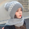 2021 New fashion Women's Winter Warm Rabbit fur HatsTogether With Scarf Female Ear Protector Knit Skullies Beanies Hat