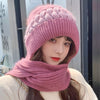 2021 New fashion Women's Winter Warm Rabbit fur HatsTogether With Scarf Female Ear Protector Knit Skullies Beanies Hat