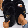 Plush Slippers Fur Slides Fashion Cross Band Flat Sandals Winter House Women Fur Slippers Ladies Indoor Fluffy Shoes 2021