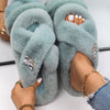 Plush Slippers Fur Slides Fashion Cross Band Flat Sandals Winter House Women Fur Slippers Ladies Indoor Fluffy Shoes 2021