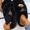 Plush Slippers Fur Slides Fashion Cross Band Flat Sandals Winter House Women Fur Slippers Ladies Indoor Fluffy Shoes 2021