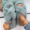 Plush Slippers Fur Slides Fashion Cross Band Flat Sandals Winter House Women Fur Slippers Ladies Indoor Fluffy Shoes 2021