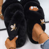 Plush Slippers Fur Slides Fashion Cross Band Flat Sandals Winter House Women Fur Slippers Ladies Indoor Fluffy Shoes 2021