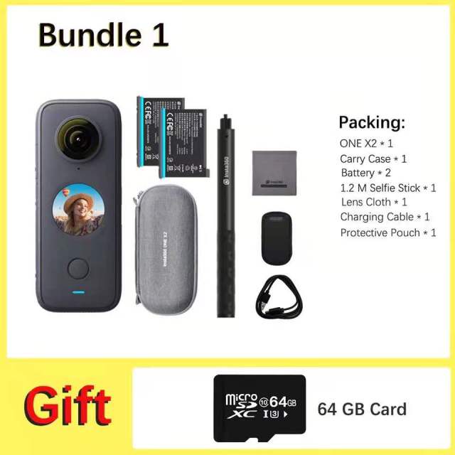 Original Insta360 One X2 Sport Action Camera 5.7K Video Waterproof To 10M FlowState Stabilization Steady Cam Mode Action Camera