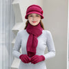 Women's Winter Warm Hat Scarf Gloves 3 Pieces Set Female Elegant Gracefull Keep Warm Winter Set Woll Long Scarf