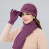 Women's Winter Warm Hat Scarf Gloves 3 Pieces Set Female Elegant Gracefull Keep Warm Winter Set Woll Long Scarf