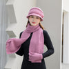 Women's Winter Warm Hat Scarf Gloves 3 Pieces Set Female Elegant Gracefull Keep Warm Winter Set Woll Long Scarf