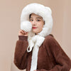 Winter Warm Novelty Knitted Fur Scarf Hat Thicken Plush Earflap Cap Russia ski windproof Ear Protection Hood for Women beanies