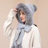 Winter Warm Novelty Knitted Fur Scarf Hat Thicken Plush Earflap Cap Russia ski windproof Ear Protection Hood for Women beanies