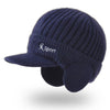 Beanie Hat Men Winter Outdoor Knit Warm Ear Protection Hats Fashion Plush Thicken Cycling Coldproof Earmuff Baseball Cap Bonnet