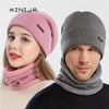 2020 Winter Beanies Hat Scarf Set Men Knit SkullCap Thick plush Unisex velvet cap Women Russia ski Neck Warm wool coldproof hat