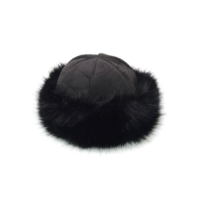2021 New Winter Hat Artificial Fox Fur Plus Velvet Thick Warm Bucket Hat Cold-proof Men's Panama Hat Fashion Fur Ladies Hat