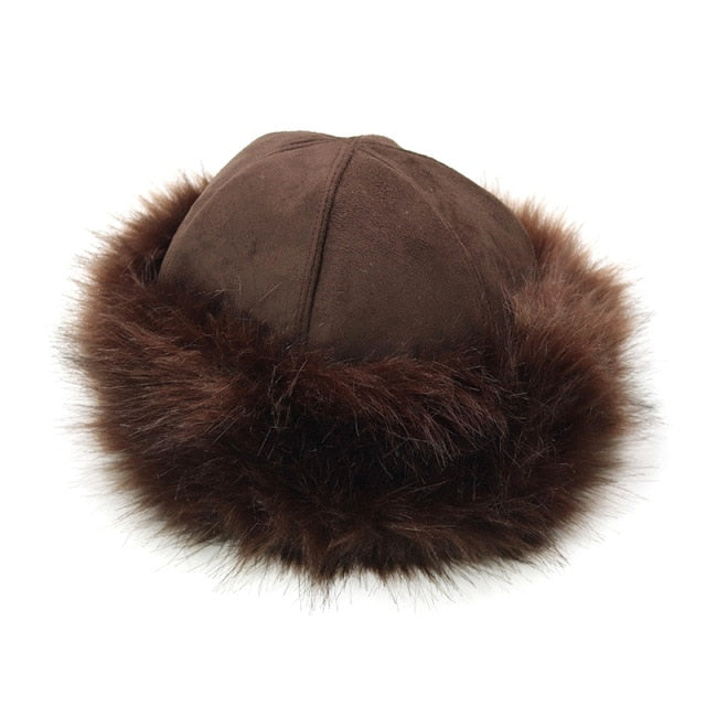 2021 New Winter Hat Artificial Fox Fur Plus Velvet Thick Warm Bucket Hat Cold-proof Men's Panama Hat Fashion Fur Ladies Hat