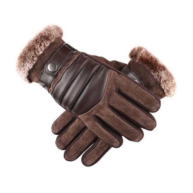 Touch Screen Winter Warm Men's Gloves Leather Casual Gloves Mittens For Men Outdoor Sports Full Finger cold gloves