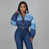 RT Casual Women Jackets  Turn Down Collar Zippers Velvet Short Coat Patchwork Print Pattern High Street Overcoat