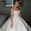 LORIE Princess Wedding Dresses Satin Sweetheart Lace Wedding Bridal Gowns Long Train  Ivory Wedding Ball Gown