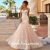 Champagne Lace Applqiues Wedding Dresses Off The Shoulder Corset Noivas Sposa Suknia Robe De Mariee Bridal Engament Party Gown