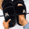Furry Slides For Women Faux Rabbit Fur Slippers Fluffy Flip Flops Plush House Slippers Non-Slip Flat Sandals Female Home Shoes