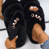Furry Slides For Women Faux Rabbit Fur Slippers Fluffy Flip Flops Plush House Slippers Non-Slip Flat Sandals Female Home Shoes