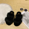 Furry Slides For Women Faux Rabbit Fur Slippers Fluffy Flip Flops Plush House Slippers Non-Slip Flat Sandals Female Home Shoes