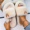 Furry Slides For Women Faux Rabbit Fur Slippers Fluffy Flip Flops Plush House Slippers Non-Slip Flat Sandals Female Home Shoes