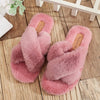 2021 Winter Trend Fashion Modern Indoor Slippers Faux Fur Fluffy Furry Cross Strap Open Toe Non Slip Sole Elegant Shoes Ladies