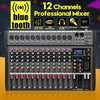 12 Channels Live Studio Audio Mixer 48V Amplifier Professional USB Mixing bluetooth Stereo Sound Mixing Console DJ Mixer Board