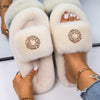 Women Flip Flops Pearl Wreath Fluffy Indoor Slippers Platform Fur Sandals Designer Faux Fur Slides Ladies Winter Casual Shoes