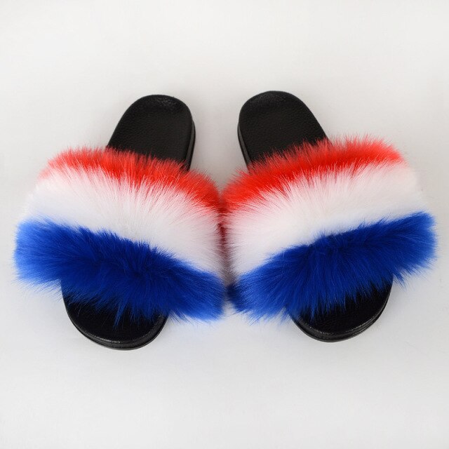 Summer Women Faux fur slippers For Women Fluffy slippers House Female ladies Shoes Woman slippers With fur Furry Slides