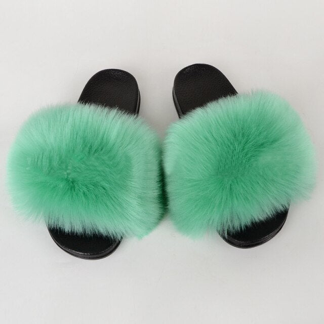 Summer Women Faux fur slippers For Women Fluffy slippers House Female ladies Shoes Woman slippers With fur Furry Slides