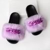 Furry Faux Fur Slippers Fluffy Flip Flops Women Summer Fox Sandals Designer Chain Plush Raccoon Fur Slides Beach Home Flat Shoes