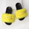 Furry Faux Fur Slippers Fluffy Flip Flops Women Summer Fox Sandals Designer Chain Plush Raccoon Fur Slides Beach Home Flat Shoes