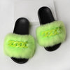 Furry Faux Fur Slippers Fluffy Flip Flops Women Summer Fox Sandals Designer Chain Plush Raccoon Fur Slides Beach Home Flat Shoes