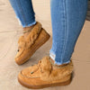 Leather Wool Winter Flat Shoes Woman Warm Snow Boots Ladies Fur Ankle Boots Plus Size Bee Fashion Moccasins Footwear new