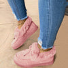 Leather Wool Winter Flat Shoes Woman Warm Snow Boots Ladies Fur Ankle Boots Plus Size Bee Fashion Moccasins Footwear new