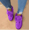 Leather Wool Winter Flat Shoes Woman Warm Snow Boots Ladies Fur Ankle Boots Plus Size Bee Fashion Moccasins Footwear new