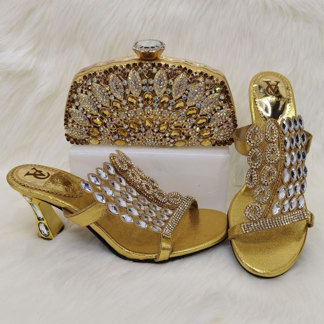 New Arrival Red Color Italian Shoes with Matching Bags Shoes and Bag Set African Sets 2022 Fashion Sandals For Wedding Party