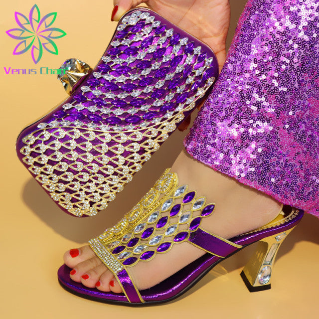 New Arrival Red Color Italian Shoes with Matching Bags Shoes and Bag Set African Sets 2022 Fashion Sandals For Wedding Party