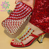 New Arrival Red Color Italian Shoes with Matching Bags Shoes and Bag Set African Sets 2022 Fashion Sandals For Wedding Party