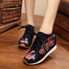 Veowalk New Spring Women's Flower Embroidered Flat Platform Shoes Chinese Ladies Casual Comfort Denim Fabric Sneakers Shoes