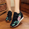 Veowalk New Spring Women's Flower Embroidered Flat Platform Shoes Chinese Ladies Casual Comfort Denim Fabric Sneakers Shoes