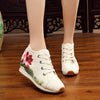 Veowalk New Spring Women's Flower Embroidered Flat Platform Shoes Chinese Ladies Casual Comfort Denim Fabric Sneakers Shoes