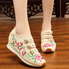 Veowalk New Spring Women's Flower Embroidered Flat Platform Shoes Chinese Ladies Casual Comfort Denim Fabric Sneakers Shoes
