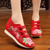 Veowalk New Spring Women's Flower Embroidered Flat Platform Shoes Chinese Ladies Casual Comfort Denim Fabric Sneakers Shoes