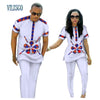 Summer African Print Top and Pants Sets for Couple Clothing Bazin Riche Sweet Flower Patter 2 Pieces Lover Couples Clothes WYQ84